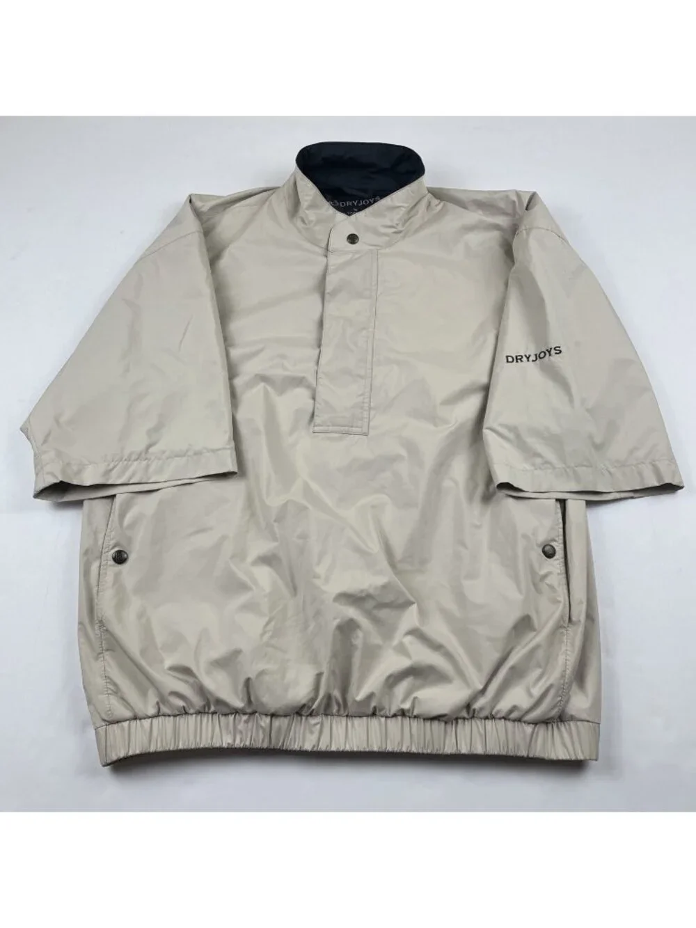 Dryjoys by Footjoy 1/2 Zip Windbreaker Rain Jacket Men’s S Short Sleeve Beige